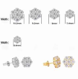 S925 D Color VVS Synthetic Moissanite Flower Stud Earrings Valentine's Day Gifts Jewelry