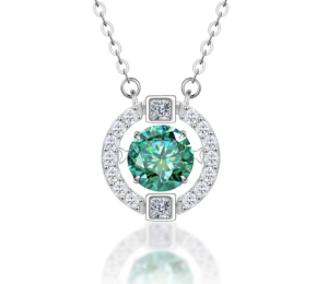 S925 1ct Round Synthetic Moissanite Flickering Halo Pendant Necklace Birthday Valentine's Day Gifts
