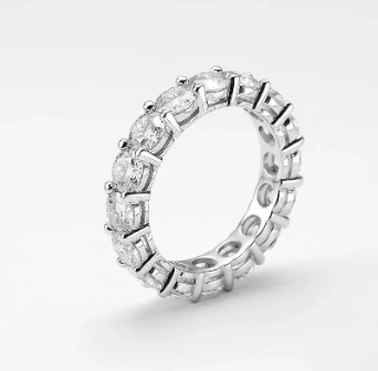 S925 Round VVS Synthetic Moissanite Prong Eternity Wedding Ring Band