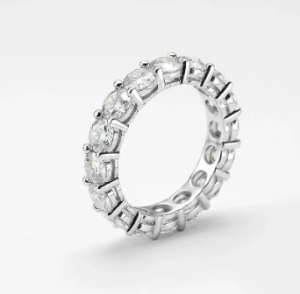 S925 Round VVS Synthetic Moissanite Prong Eternity Wedding Ring Band