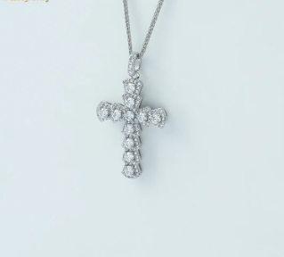 S925 Synthetic Moissanite Cross Necklace 18inches