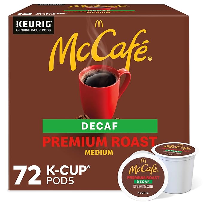 McCafe Premium Roast Decaf Coffee, Single Serve Keurig K-Cup Pods, Decaffeinated, 72 Count