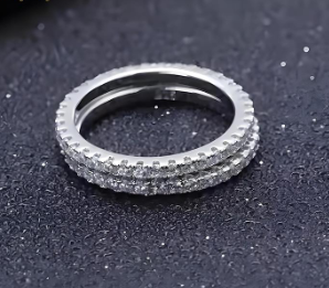 S925 VVS D Color Synthetic Moissanite Eternity Ring Band Anniversary Valentine's Day Gifts For Women Men