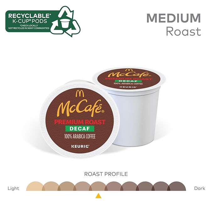 McCafe Premium Roast Decaf Coffee, Single Serve Keurig K-Cup Pods, Decaffeinated, 96 Count