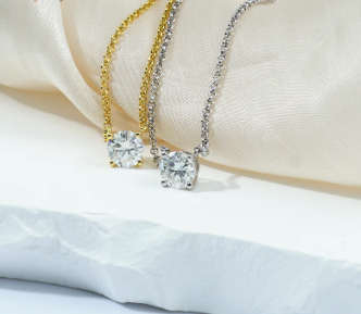 S925 1ct Synthetic Moissanite Classic Round Four Prong Necklace