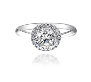 1ct Round Synthetic Moissanite Luxurious Bling Halo Ring In 925 Sterling Silver Engagement Anniversary Valentine's Day Gifts