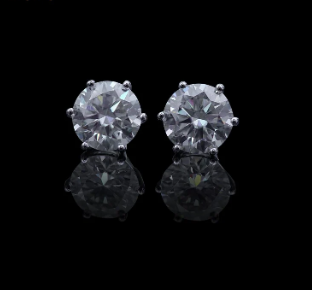S925 0.1-4ct Round Synthetic Moissanite Six Prong Solitaire Stud Earring Valentine's Day Gifts for Men Women