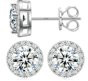 S925 HALO SYNTHETIC MOISSANITE STUD EARRING FOR MEN WOMEN GIFT
