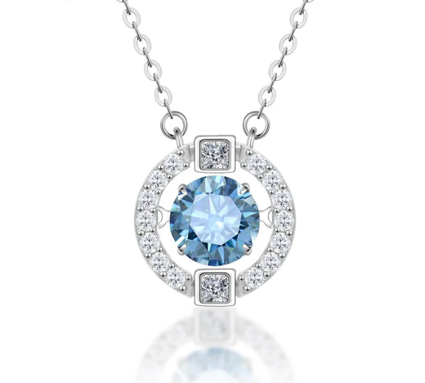 S925 1ct Round Synthetic Moissanite Flickering Halo Pendant Necklace Birthday Valentine's Day Gifts