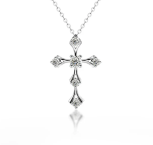 S925 Synthetic Moissanite Cross Necklace 18inches