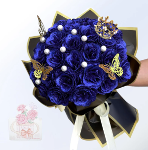 Glitter Roses Bouquet, Shiny Artificial Roses Flowers