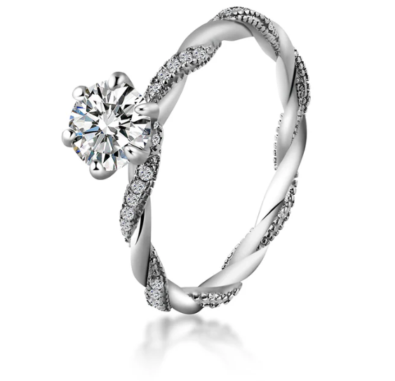 1ct Round Synthetic Moissanite Rope Ring In 925 Sterling Silver St Valentine's Day Gifts for Men Women