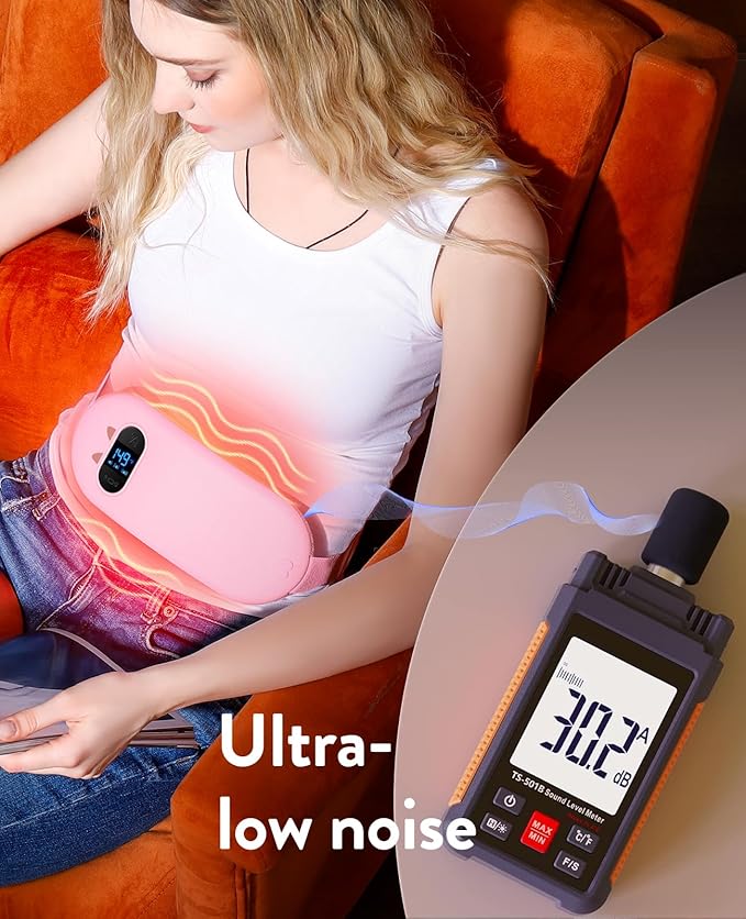 Portable Heating Pad for Period Cramps: FSA HSA Eligible Cordless Menstrual Heating Pad with 6 Heat Levels and 6 Massage Modes, 3s Fast Heating Gift for Women and Girl(Pink)