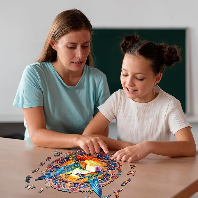 Jigfoxy Wooden Puzzles for Adults, Hummingbird Wooden Jigsaw Puzzles, Unique Animal Shape Puzzles, Christmas Thanksgiving Gifts for Family Friend(XL-19.7 * 19.7in-670psc)