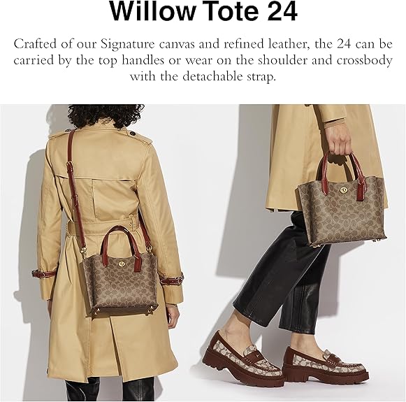 COACH Coated Canvas Signature Willow Tote 24, Tan/Rust
