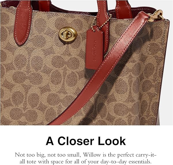 COACH Coated Canvas Signature Willow Tote 24, Tan/Rust