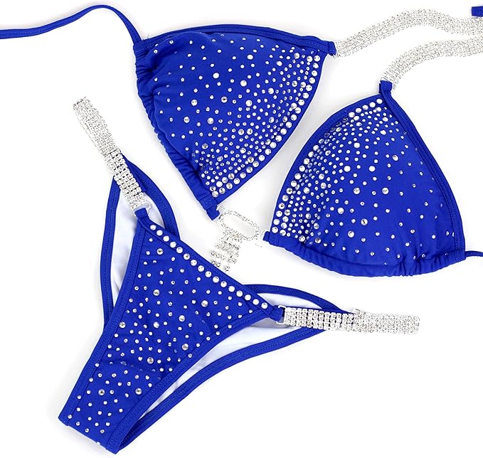 Competition Bikini Suit | NPC IFBB Posing Suit |Scrunch Bikini | Sapphire Blue