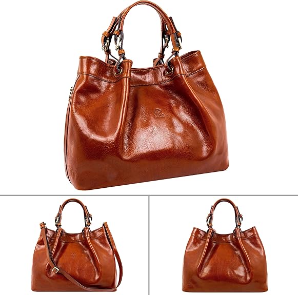 Time Resistance Leather Handbag - Top Handle Bag - Full-Grain Leather Purse for Women