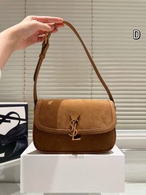 Sac à bandoulière moyen en daim Saint Laurent Solferino