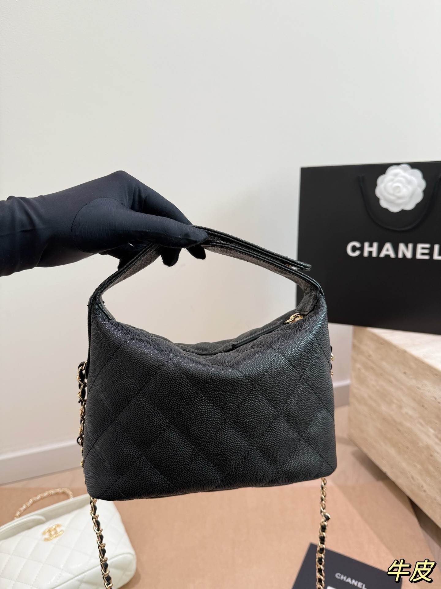 Chanel 25A Quilted Hobo Clutch on Chain