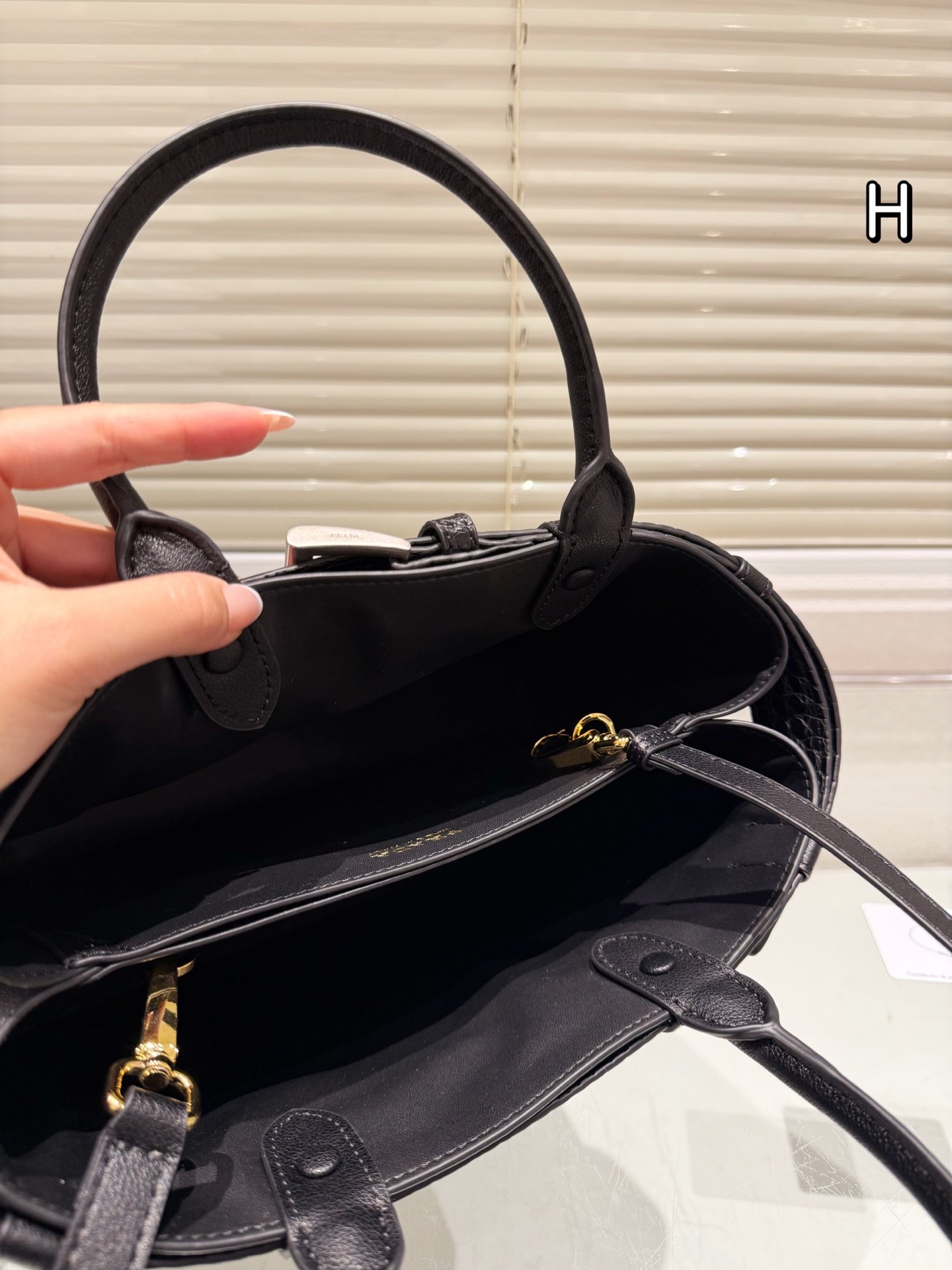 Prada Buckle Leather Tote Bag