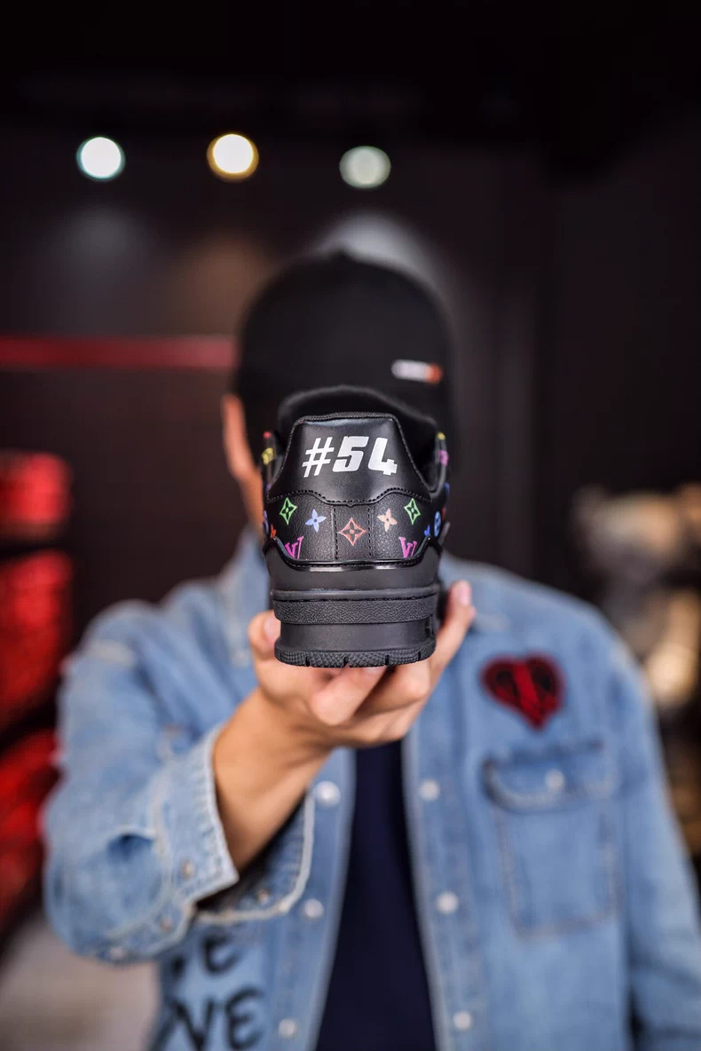 The Louis Vuitton x Takashi Murakami collaboration LV Trainer sneakers.