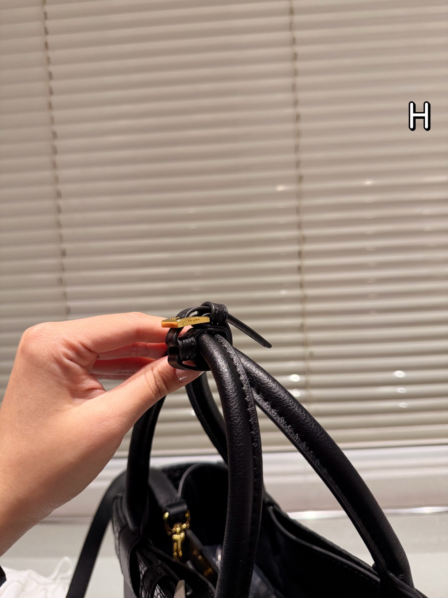 Prada Buckle Leather Tote Bag