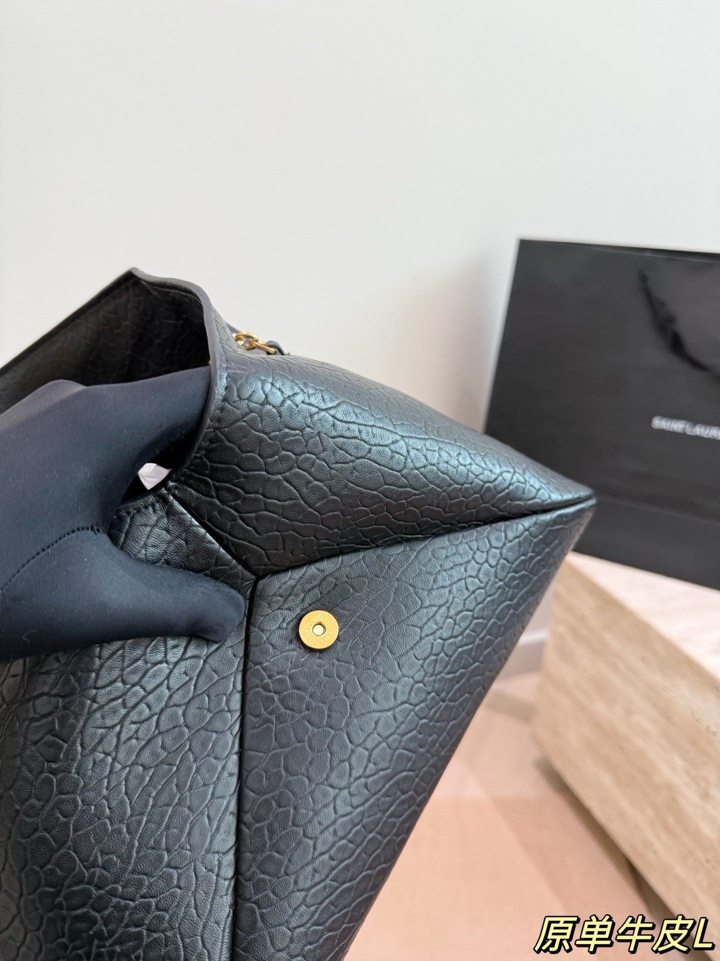 Yves Saint Laurent Cassandre Grained Lambskin Chain Clutch