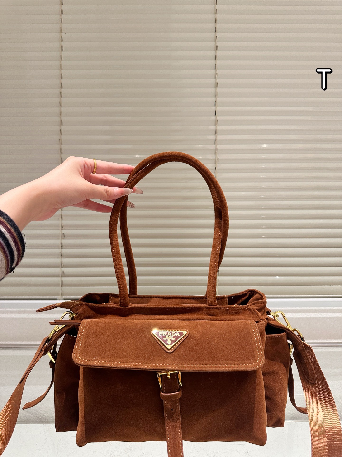 Prada Explore Brown suede handbag