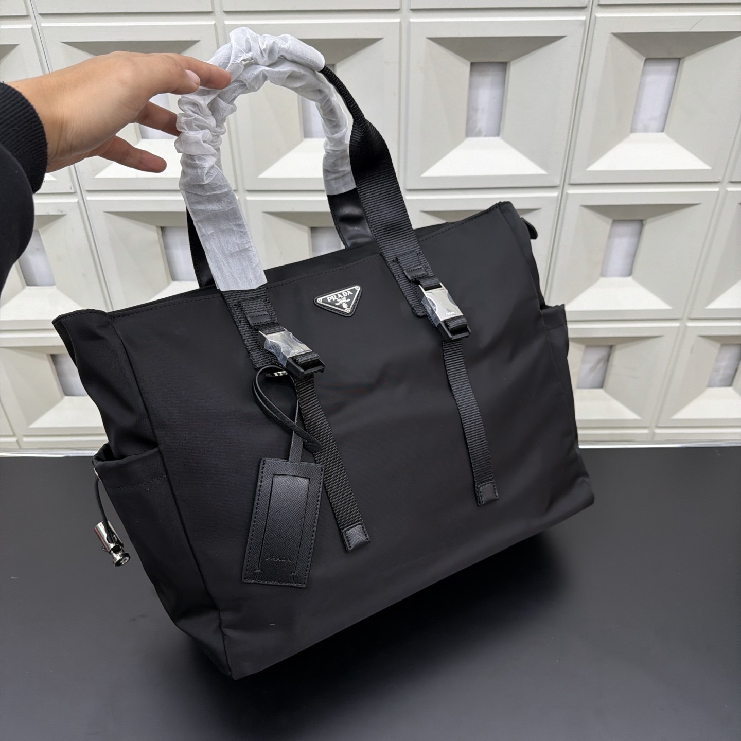 Prada Re-Nylon and Saffiano Leather Tote Bag