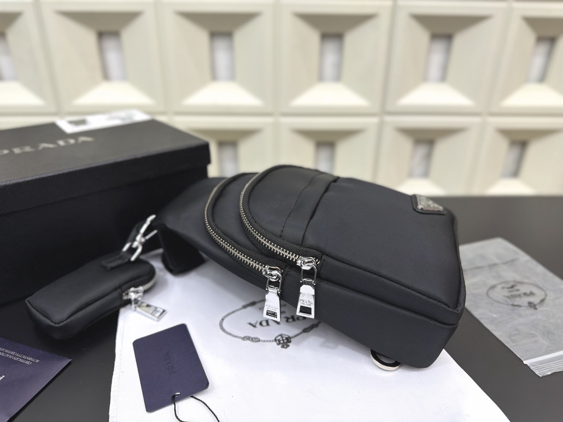 Prada Re-Nylon and Saffiano Leather Crossbody Bag