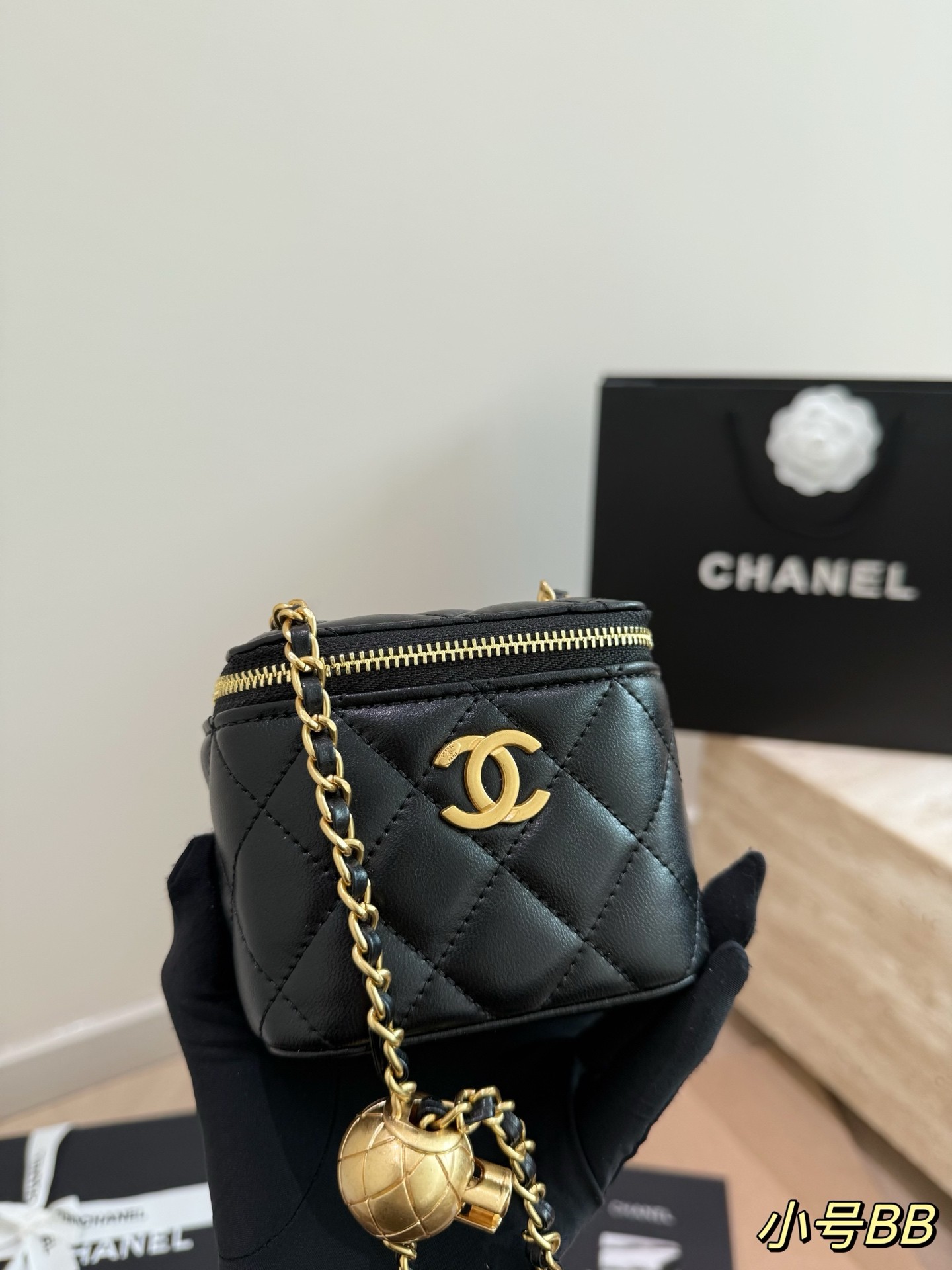 Chanel Mini Gold Fan Makeup Case Bag