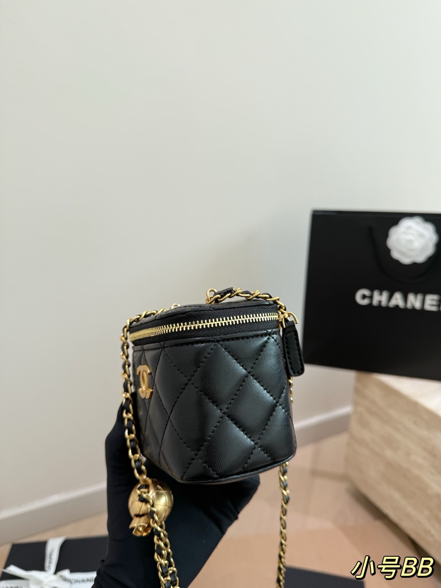 Chanel Mini Gold Fan Makeup Case Bag