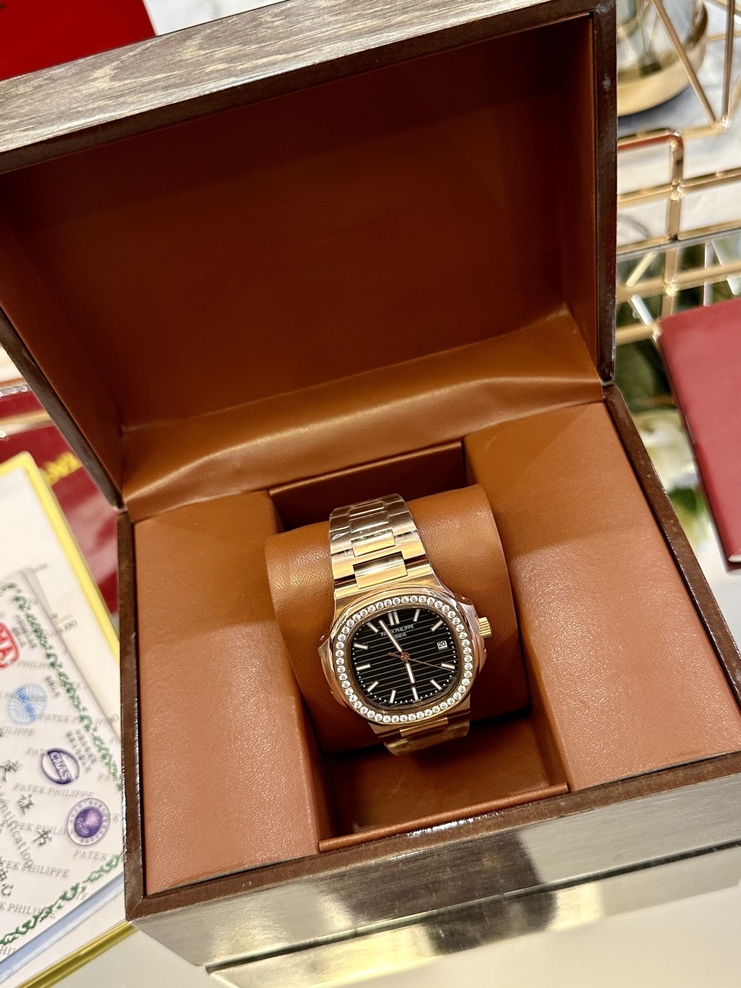 Patek Philippe Nautilus Rose Gold Diamond-Set Watch