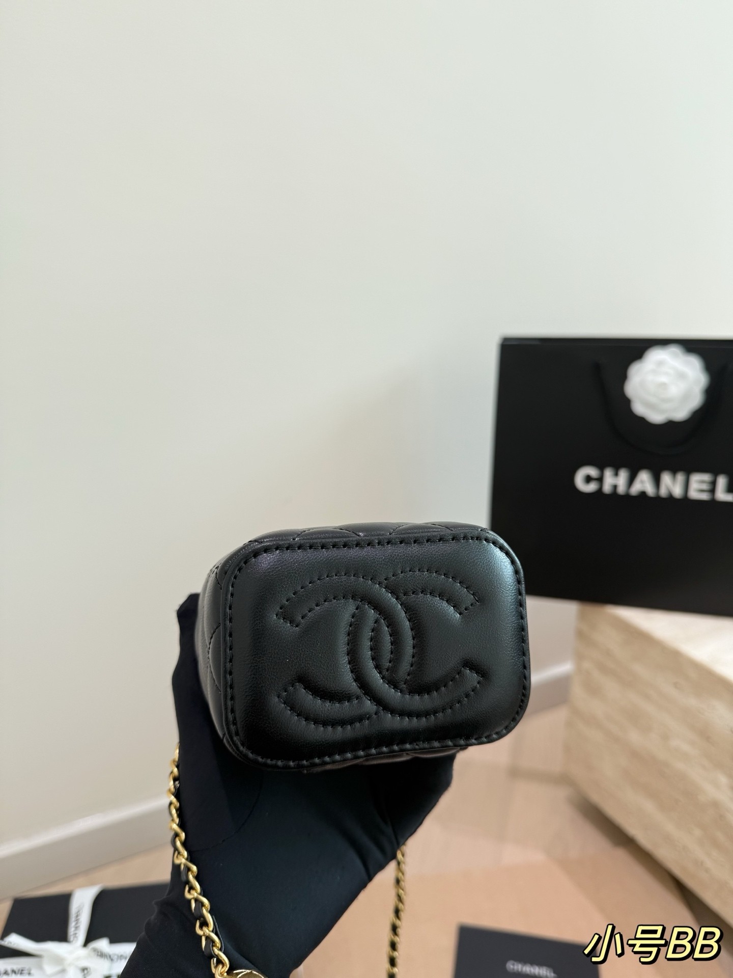 Chanel Mini Gold Fan Makeup Case Bag