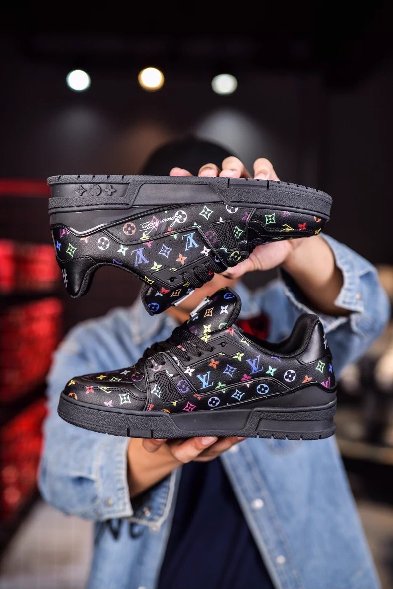 The Louis Vuitton x Takashi Murakami collaboration LV Trainer sneakers.
