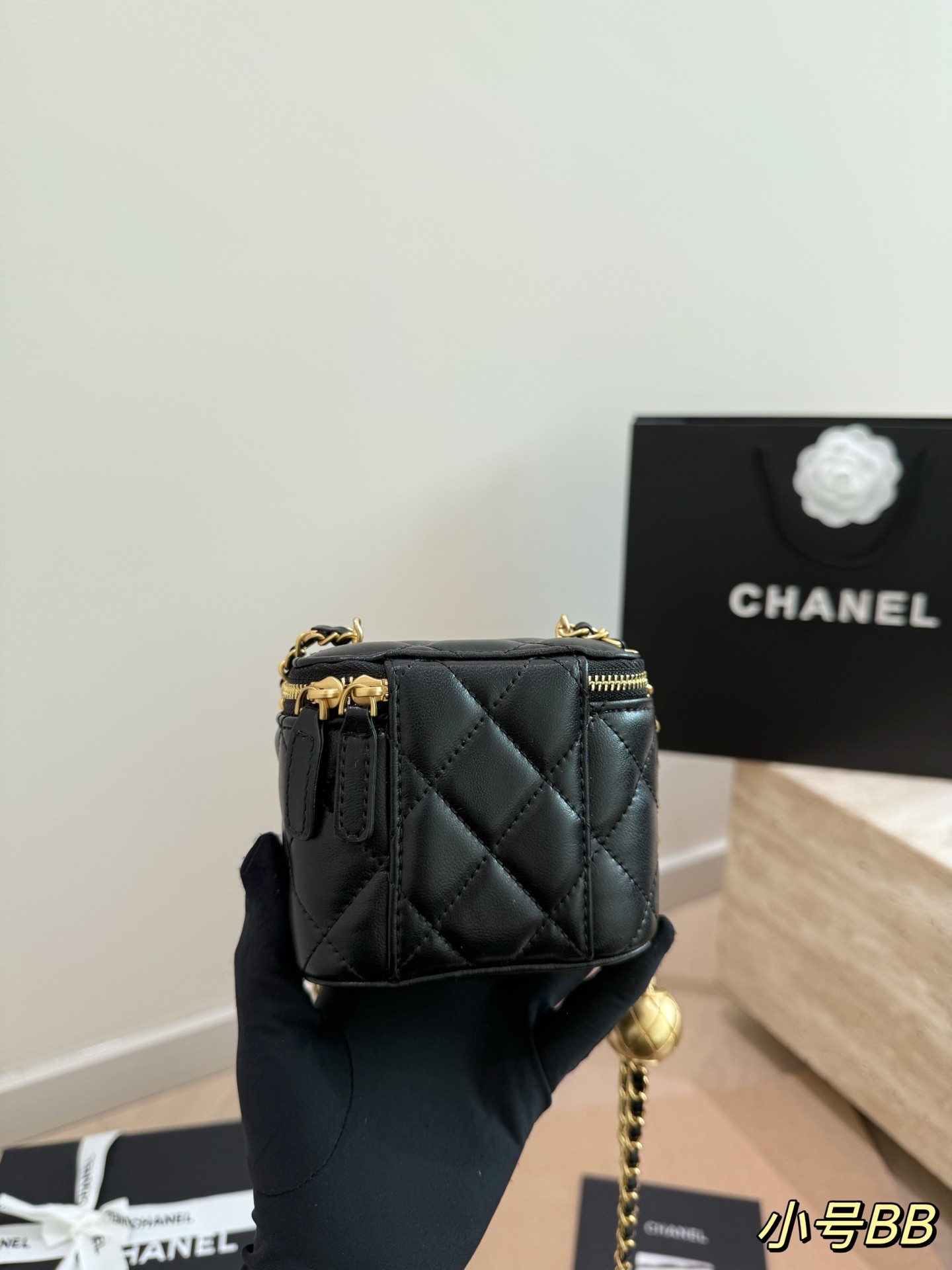 Chanel Mini Gold Fan Makeup Case Bag