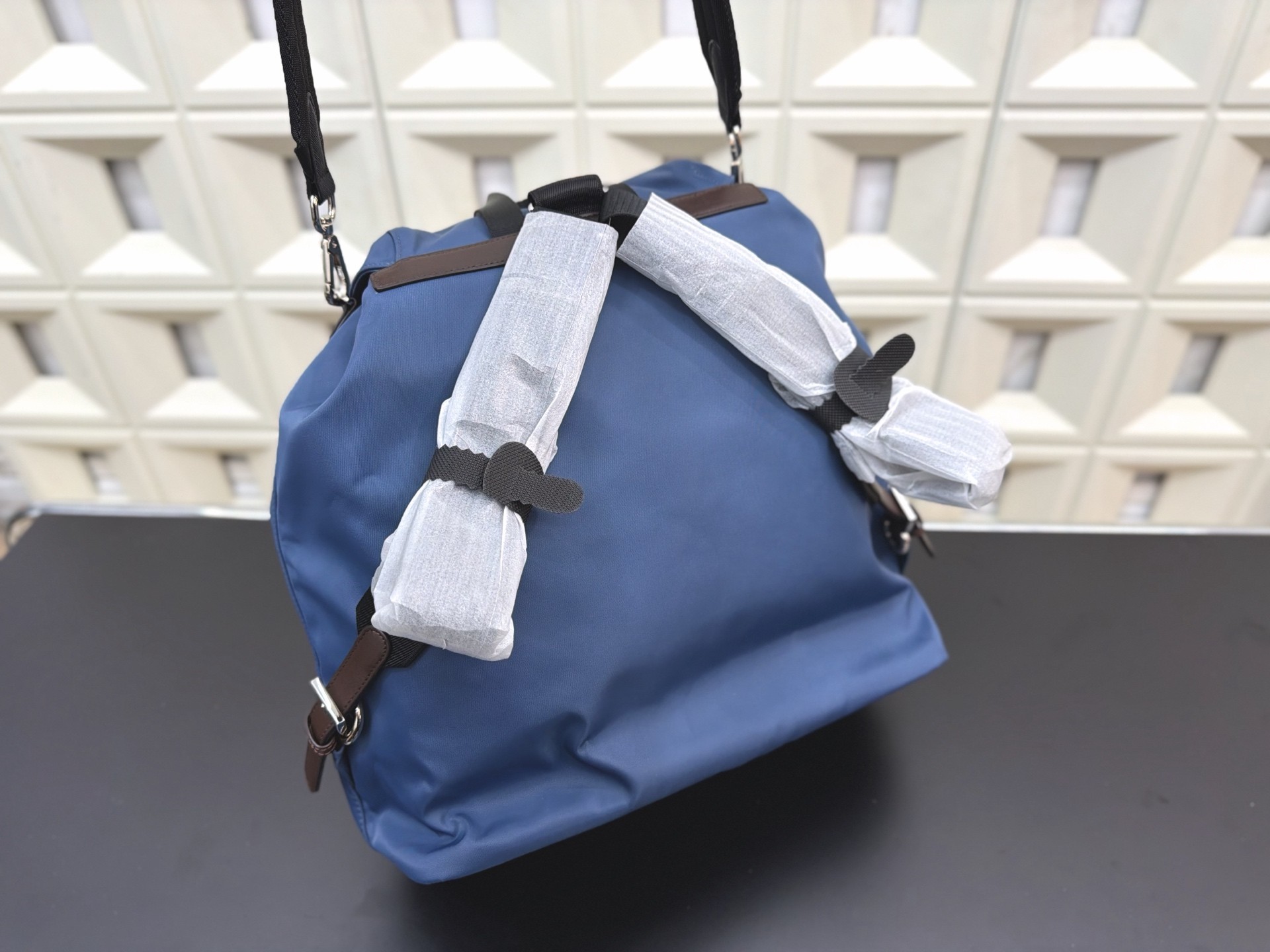 Prada Blue nylon backpack
