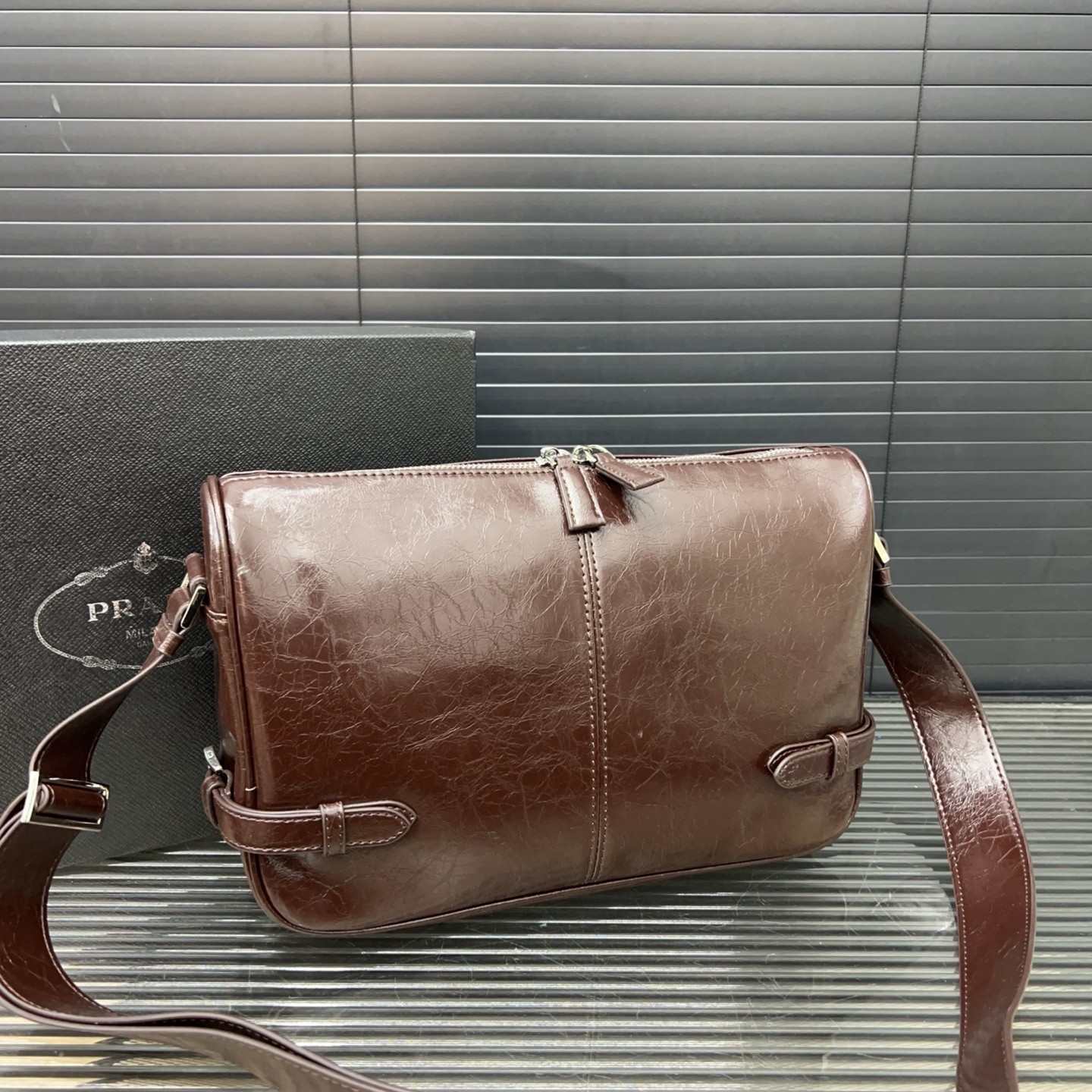 Prada Brown Leather Shoulder Bag