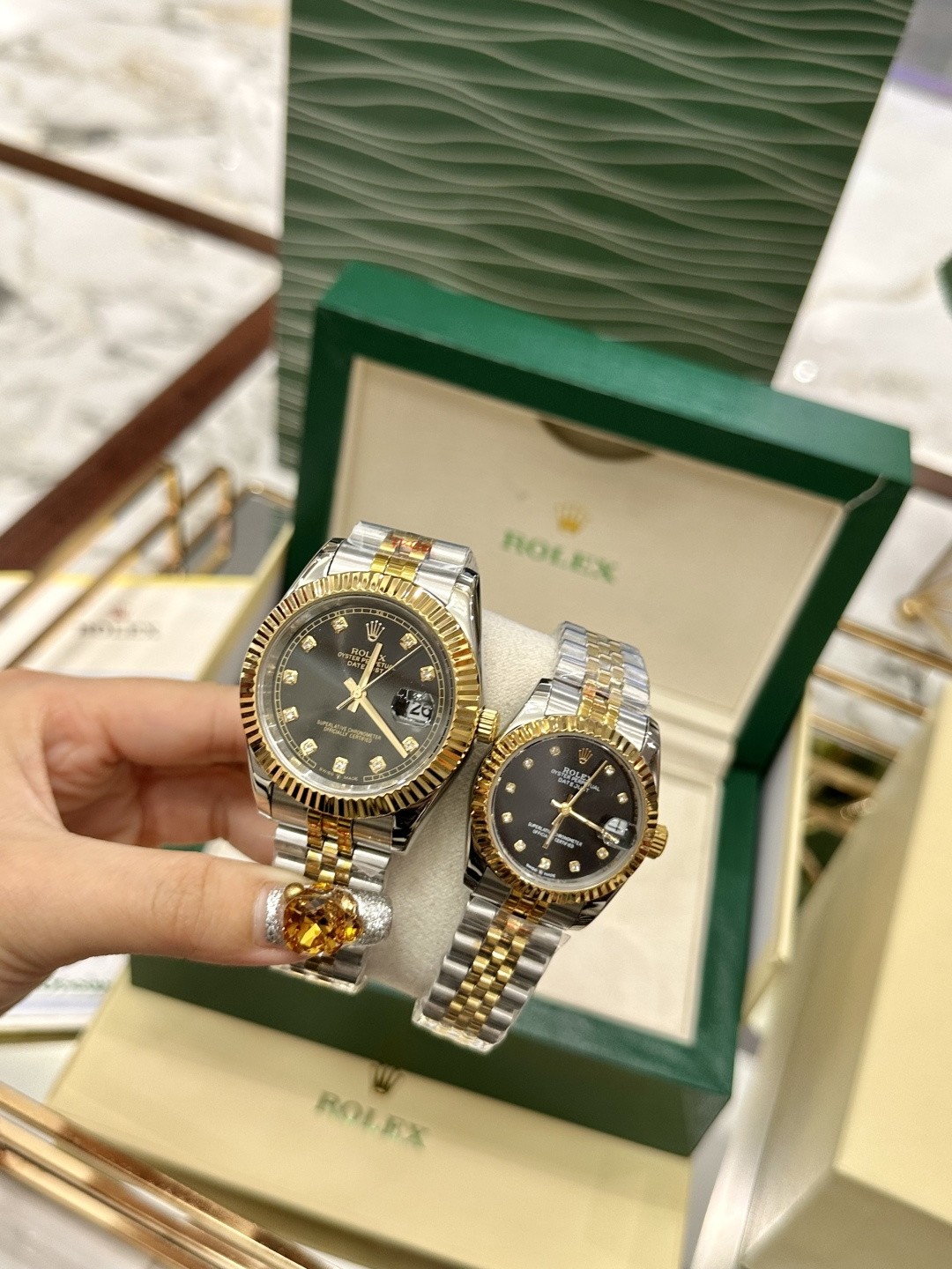 Rolex) Two-tone gold Datejust watch