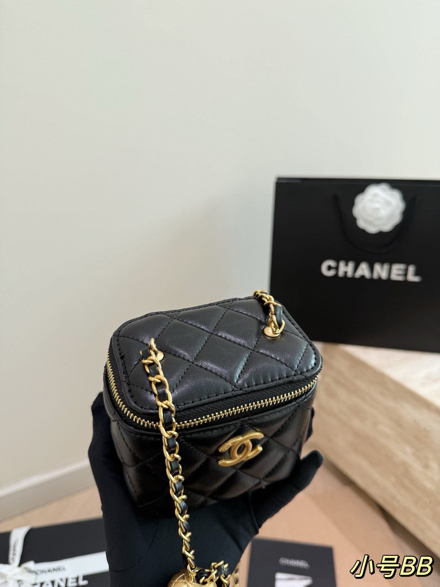 Chanel Mini Gold Fan Makeup Case Bag