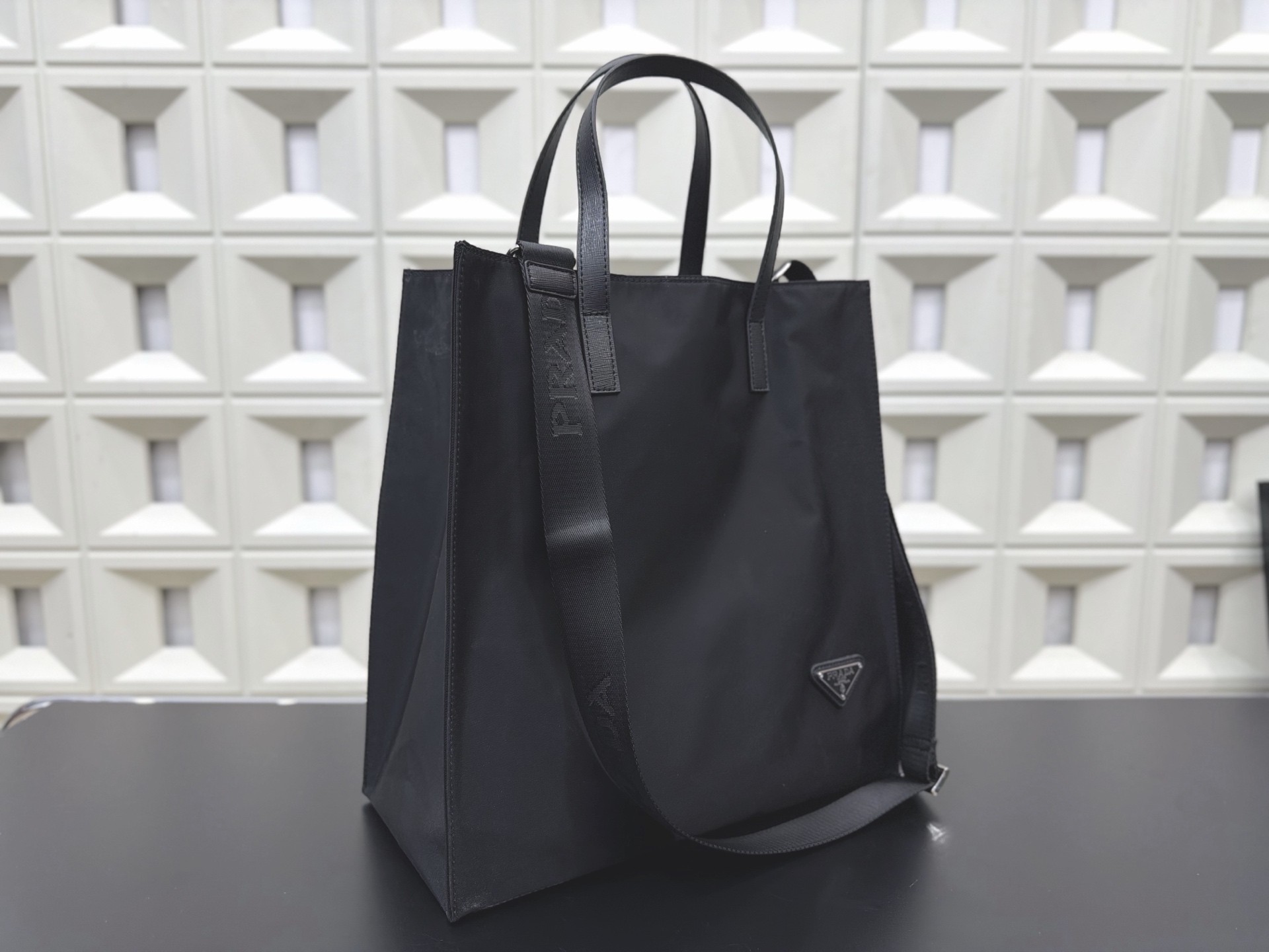 (Prada) Black Nylon Tote Bag
