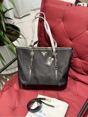 (Prada) black nylon tote bag