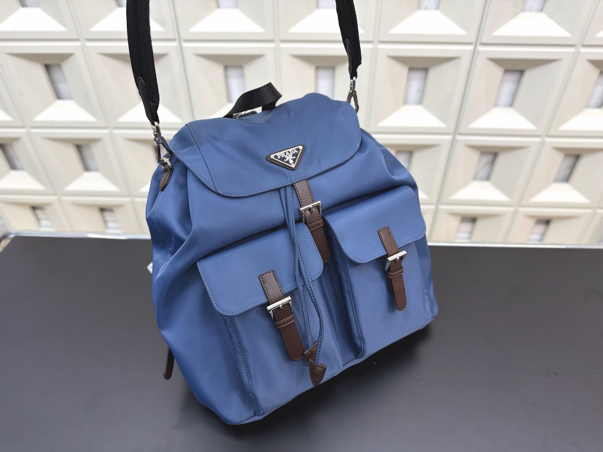 Prada Blue nylon backpack