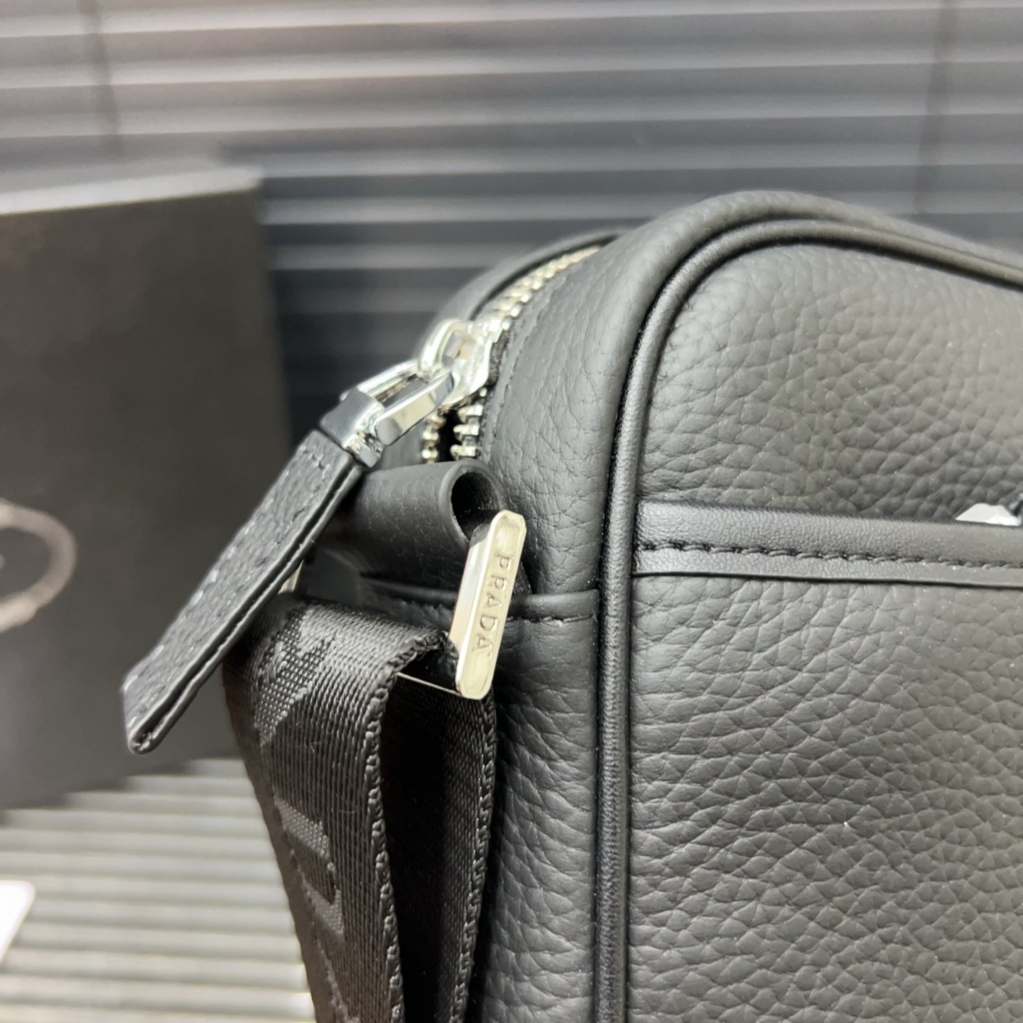 Prada Men's Black Leather Shoulder/Crossbody Camera Bag