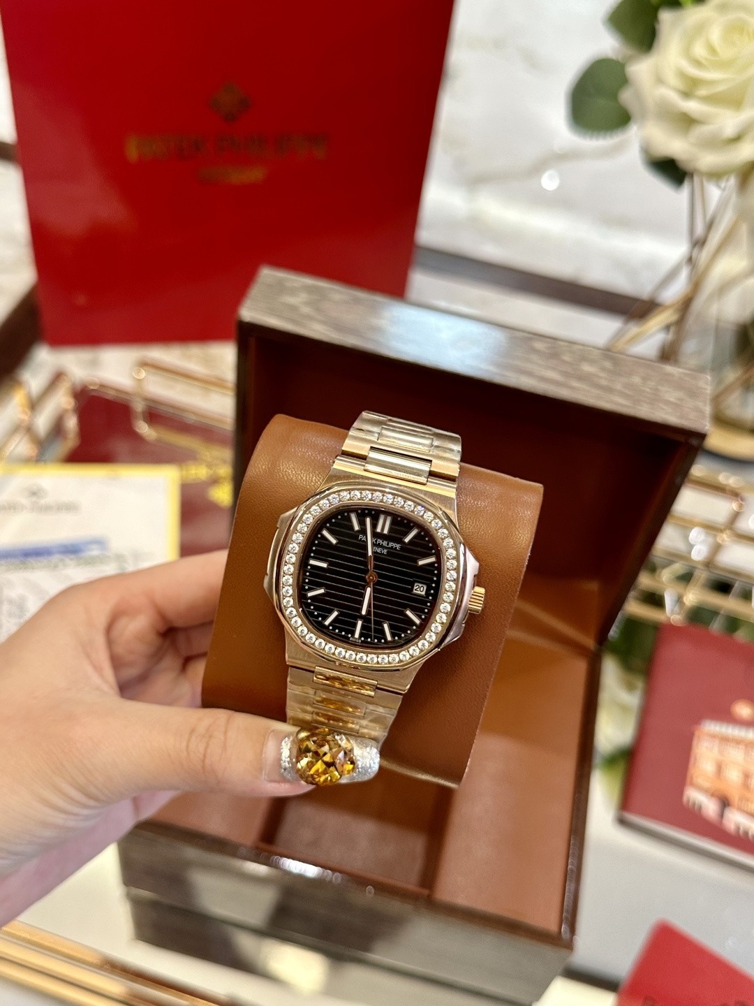 Patek Philippe Nautilus Rose Gold Diamond-Set Watch