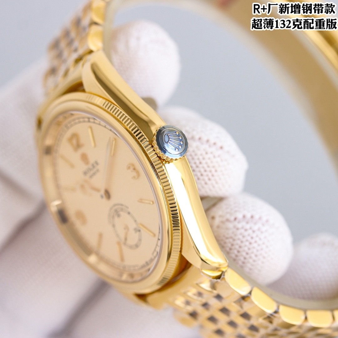 The 18K gold model from the Rolex Perpetual 1908 collection