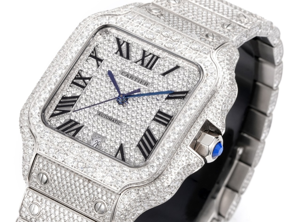 Custom diamond-set models from the Cartier Santos collection