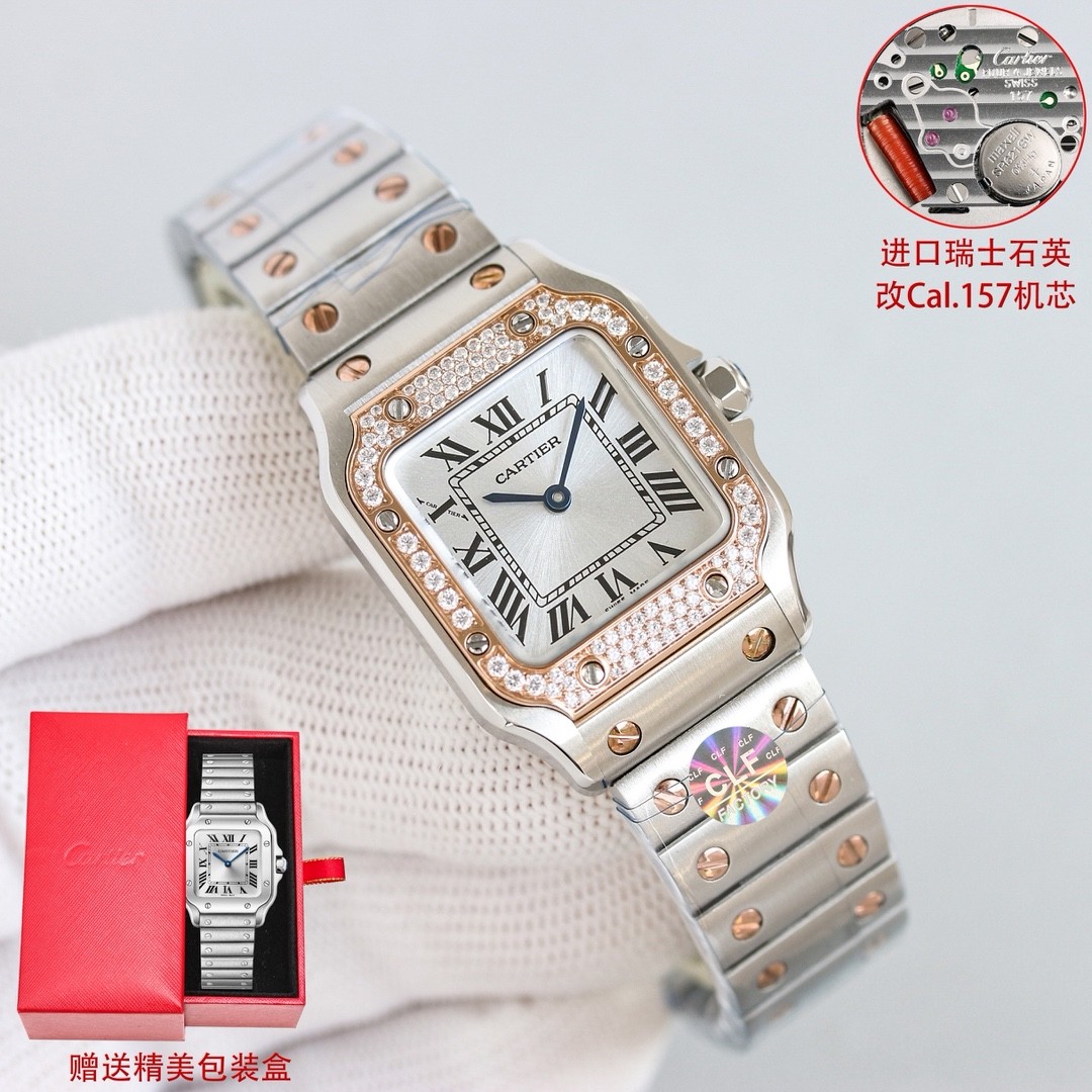 (Cartier) Santos Collection Two-Tone Women's Watch