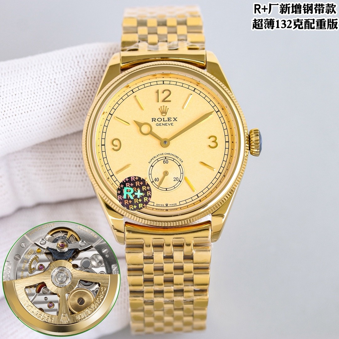 The 18K gold model from the Rolex Perpetual 1908 collection